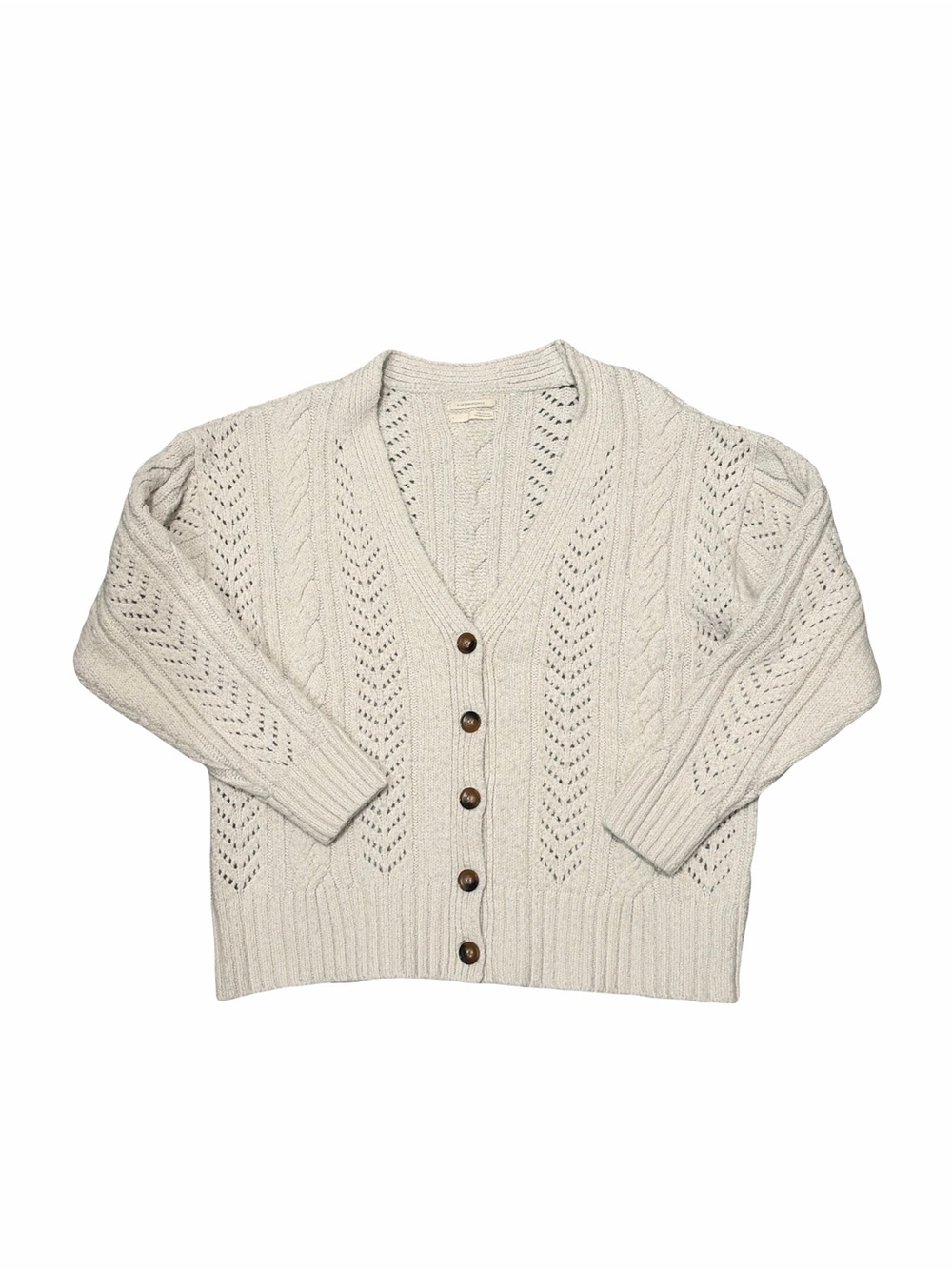 Anthropologie Classic Pointelle Cardigan Light Sand - Picture 3 of 6